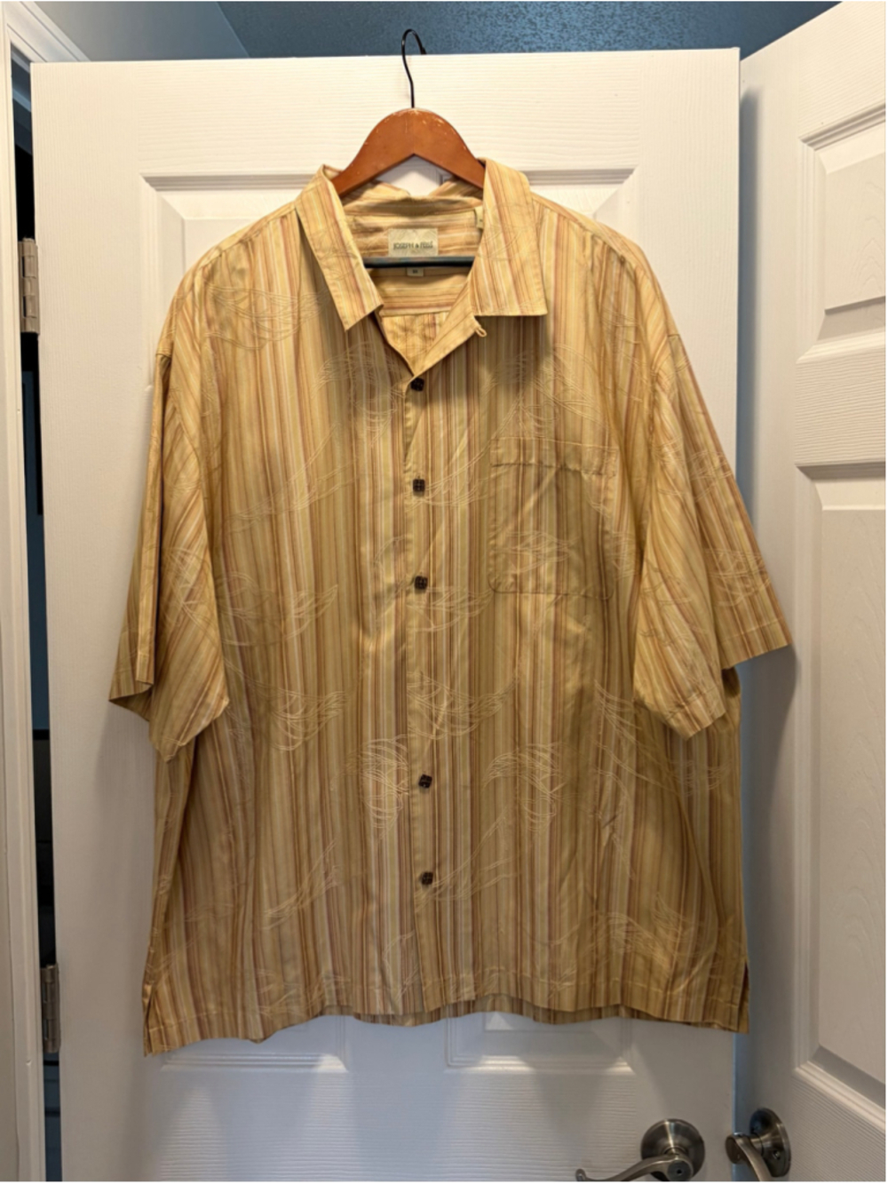 JOSEPH & FEISS Silk Casual Button Down Shirt 3XL Beige Yellow Brown